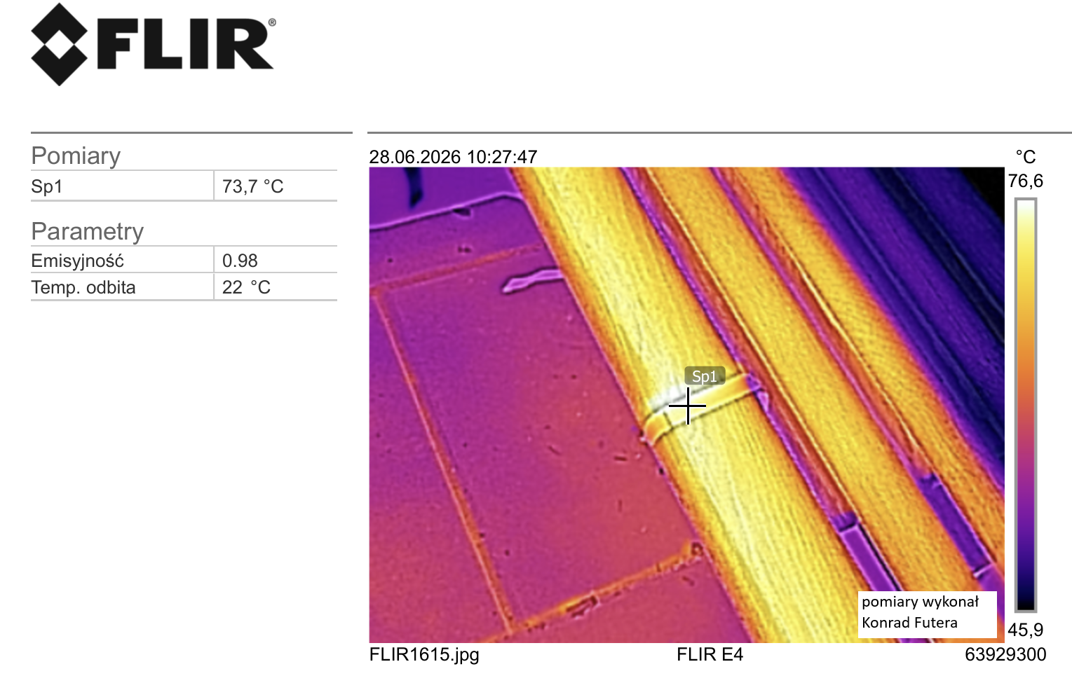 Termogram ławki na przystanku Saska