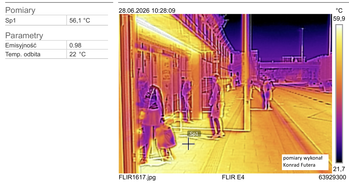 Termogram infrastruktury przystankowej